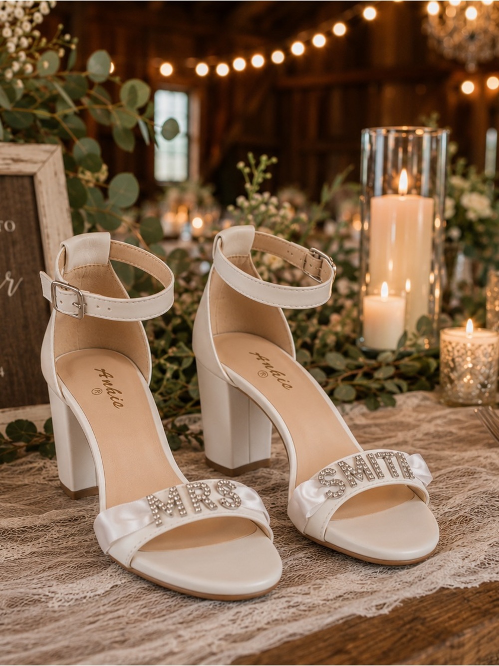 Custom Mrs Smith Bridal Block Heels Barn Wedding Shoes